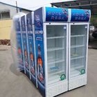 Commercial Double Doors Cooler Display Beverage Display Stand Refrigerator