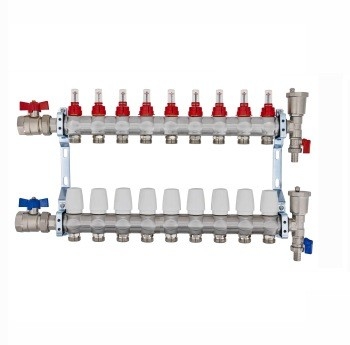 Stainless Steel Bamboo Joint Manifold with long flow meter for underfloor heating flow meter manifold