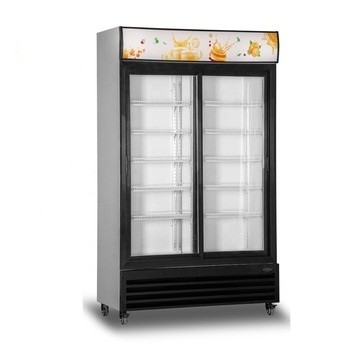 300L Commercial Single Glass Door Beverage Showcase Cooler Upright Display Freezer Supermarket