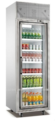 300L Commercial Single Glass Door Beverage Showcase Cooler Upright Display Freezer Supermarket